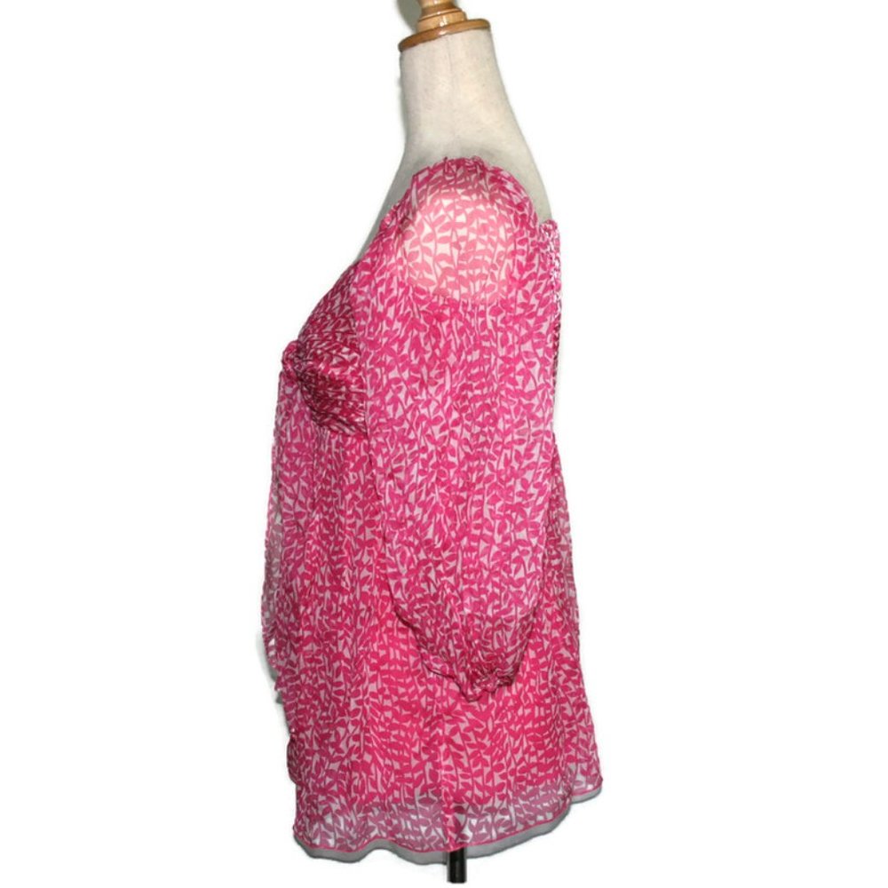 Karen Kane Top with  Back Smocking Pink and White Print Size XS - Picture 5 of 7